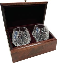 Large Brandy Crystal Glasses Includes Wood Velvet-lined Case