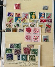 Binder With A Collection Of Flower Stamps