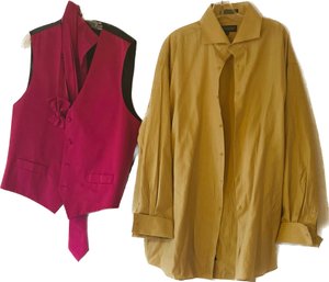 Mens Dress Shirt And Vest. See Photos For Brands And Sizes.
