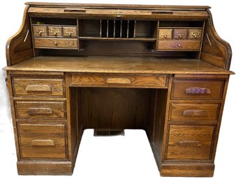 Wood Oak Roll Top Desk