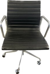 Black Leather Adjustable Rolling Chair- 23Lx23Wx32-34H, Some Small Paint Spots