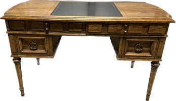 Antique Writing Desk With Leather Center Pad, 52x25x30