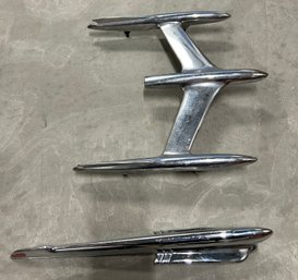 Pair Of Chrome Hood Ornaments, Largest Is 12x12
