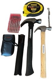 Various Tools, Hammer, Laser Measurer, Measuring Tape, Etc