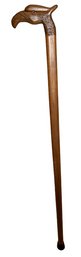 Wooden Walking Stick With Carved Bird Head Handle 36'