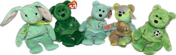 Beanie Babies-hippity, Erin, Ariel, Kicks, Peace