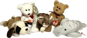 Beanie Babies: Bernie, Manny, Curly, Pounce, Valentino