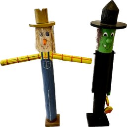 Wood Figurines-witch, Scarecrow, Snowman, Uncle Sam