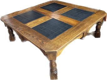 Square Wood And Tile Table (40Lx40Wx15H)