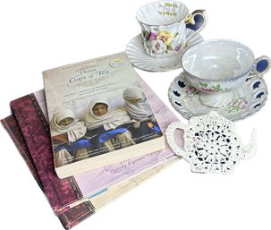 Lefton And Vcagco Ceramics Tea Cups And Saucers, If Teacups Could Talk Books, Three Cups Of Tea Book, And More