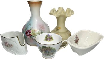 RS Floral Painted Vase, Gerold Porzellan Floral Spoon Rest, Royal Vale Bone China Tea Cup, And More Decor