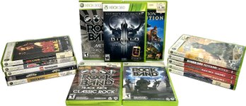 Collection Of Xbox 360 Games: AC/DC Live, Rockband, Tropico 3, Civilization Revolution, And More