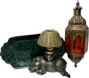 Hanging Lantern, Oil Lamp, Decor Platter