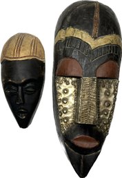 2 Wood Decorative Masks Handcrafted In Ghana