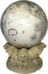 Globe On Plaster Lion Base (globe 16 Inches Base 13Wx8H)