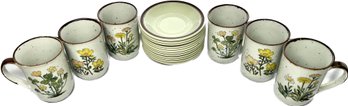 Figgjo Norway Hedda Teacup Saucer Plates (12), Ceramic Floral Mugs (6)