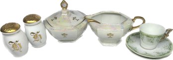 MZ Austria Sugar Dish And Creamer Dish, Pickard Handpainted China Salt And Pepper Shakers, And More