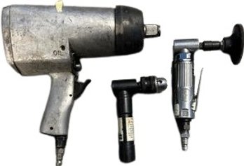 Pneumatic Angle Air Die Grinder, Angle Drill (no Chuck), & Air Impact Wrench- Untested