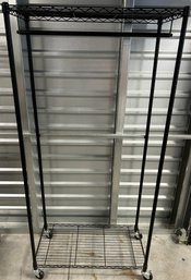 Black Heavy Duty Metal Shelves Wire Rack Shelving Unit, Adjustable Shelf With Wheels - 35x18x76