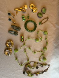 A Variety Of Womens Green Costume Jewelry