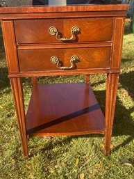 Mid Century Lane Furniture Genuine Mahogany Table With Inlay - 25 Long X 17 W X 26 Tall