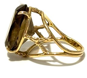 14k Gold Ring With Smoky Topaz Stone