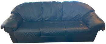 Pair Of Dark Brown Faux Leather Sofas (87x36x34')