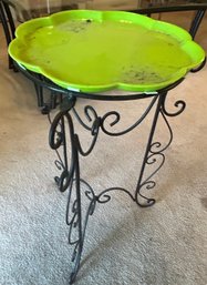 Lime Green Top And Wrought Iron Side Table 29 X 16