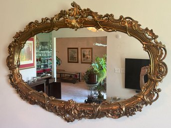 Large Detailed Goldtone Framed Wall Mirror - 55x37