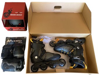 K2 Men's Size 11 Rollerblades, Extra Large Helmet, Pads