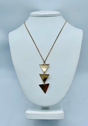 Goldtone Triple Triangle Pendant With Goldtone Chain