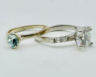 Silvertone And Goldtone Rings. Multicolor And Clear Rhinestones.