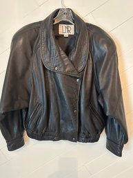 Black Womens Leather Jacket With Zippers - Size Small