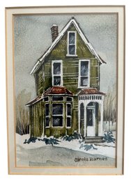 Classic House Painting With Frame, Signed By Carole Barnes - 10x12