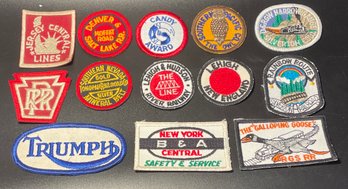 Vintage Patches: Triumph, Jersey Central Lines, Southern Pacific, Galloping, Goose Railroad, And More