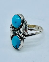 Sterling Ring With Turquoise. See Photo For Size.  5.03g