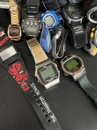 Large Lot Of Digital Watches, Untested - Men's Ladies, Kids - Some Bands Need Replacing