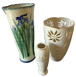 A Trio Of Beautiful Vases, Made By 'Lenox' & Others