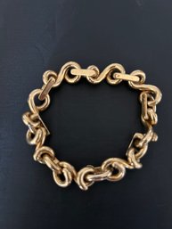 A 7 1/2 Inch, 18K Yellow Gold, Chain Bracelet, With A Hinged Clasp That Has Been Soldered Closed.