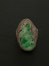 Silver And Jade (jadeite) Ring- Size Is Flexible But Roughly 7, 5.31g