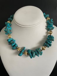 Turquoise And Goldtone Choker
