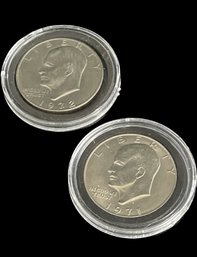 Commemorative One Dollar Coins 1972, 1971, Eisenhower - In Protective Cases