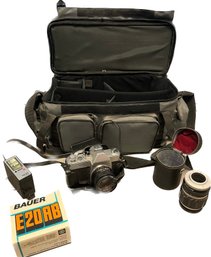 Camera, Lens, Flash & Bag