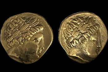Goldtone Coin Cufflinks, Stater Of Macedonia. #C-40, #C-41, Philip Of Macedon. Copyrighted Reproduction
