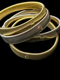 Elastic Gold & Silver Colored Bracelets (set Of 4)- All About 7.85in Circumference