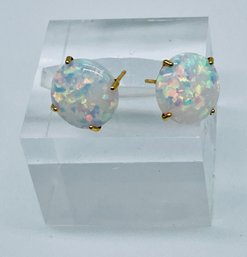 Opal Stud Earrings, Goldtone Posts