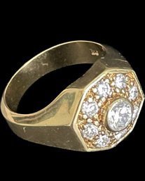 Hollywood Collection Clark Gable Ring. 2.05 CZ Carats. Nine Brilliant Cut Clear.s. Gold Over All Alloy Mount.