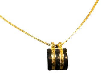 Monet Black And Gold Accent Pendant On 20 Chain, Pendant Is 1 Tall