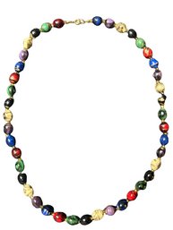 Colorful Painted Bead Necklace- 23.5