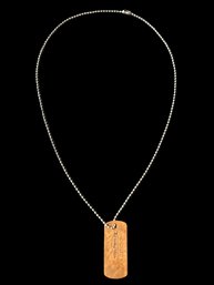 Perseverance Copper Colored Dog Tag On 25 Ball Chain